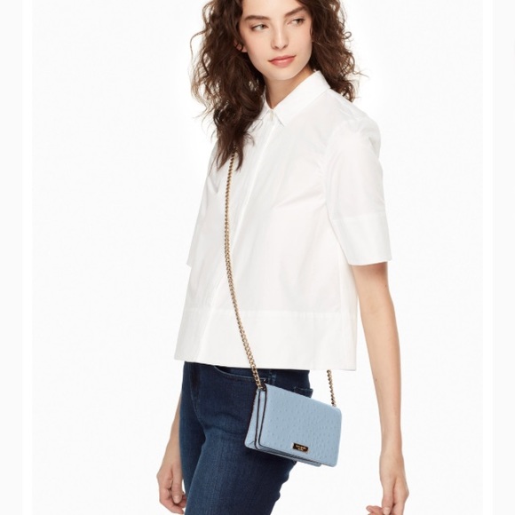 Kate Spade ♠️ NWT Blue Ostrich Crossbody Bag - Picture 4 of 7